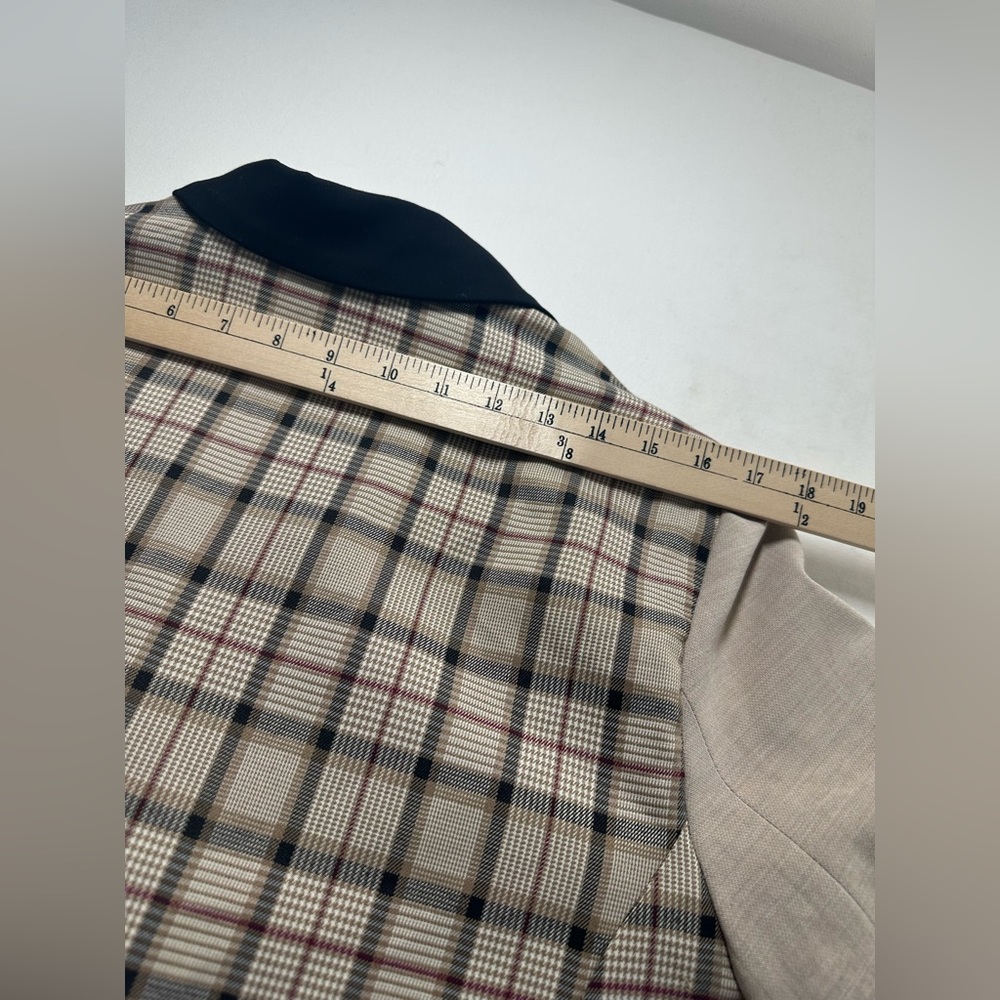 Anthropologie Two-Tone Plaid & Solid Blazer in Beige, Black - Picture 9 of 9